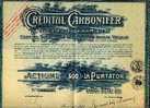 BUCAREST "Creditul Carbonifer - Sa Miniera" (1927) - Actiune 500 Lei - Mijnen