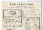 Lettre De Voiture Henri Ide-Tack ,Huilerie ,Meunerie à Vapeur Cachet De Gare De THIELT 1922   --  4/957 - Other & Unclassified