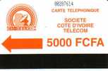 IVORY COAST  5000 F AUTELCA  ORANGE  LOGO  IVC-11  BARRED "0"  NOTCH  SPECIAL PRICE !! - Ivory Coast