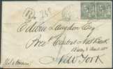 25 Cent. Vert (paire) Obl. Dc MONTE CARLO S/L. Recommandée Du 1/04/1901 Vers New York. TB - 1856 - Autres & Non Classés