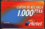 Airtel ACR-001 Cupon De Recarga 1000 Ptas. 31/12/1999. Reverso 907 - Airtel
