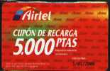 Airtel ACR-007 Cupon De Recarga 5000 Ptas. 1/01/2000. Reverso 907  G&D - Airtel