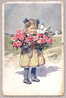 8432 / Austrian Art Karl Feiertag - Children's GIRL W FLOVERS Pc BKWI  193-4 - Feiertag, Karl