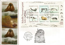 GROENLAND. Faune Marine . Phoques & Morses.  Yvert BF Nr 3 . FDC Ammassalik ,cote Yvert  = 26.00 Euro - Arctische Fauna