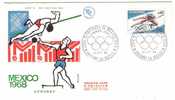 F.D.C. ANDORRE .ATHLETISME . - Ete 1968: Mexico