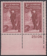 !a! USA Sc# 1064 MNH Horiz.PAIR From Lower Right Corner W/ Plate-# 25106 - Pennsylvania Academy Of The Fine Arts - Nuovi