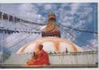 Bouddhanath - Kathmandu With Stamp From Nepal - Monk At  Bouddhanath - Népal