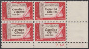 !a! USA Sc# 1230 MNH PLATEBLOCK (LR/27431) - Carolina Charter - Neufs