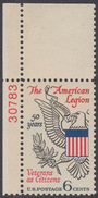 !a! USA Sc# 1369 MLH SINGLE From Upper Left Corner W/ Plate-# 30783 - American Legion; 50th Anniv. - Ongebruikt