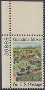 !a! USA Sc# 1370 MNH SINGLE From Upper Left Corner W/ Plate-# 30889 - American Folklore: Grandma Moses - Neufs