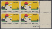 !a! USA Sc# 1381 MNH PLATEBLOCK (LR/31436) - Professional Baseball; 100th Anniv. - Nuovi