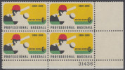 !a! USA Sc# 1381 MNH PLATEBLOCK (LR/31436) - Professional Baseball; 100th Anniv. - Nuevos