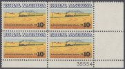 !a! USA Sc# 1506 MNH PLATEBLOCK (LR/35554) - Rural America: Wheat Fields And Train - Ungebraucht