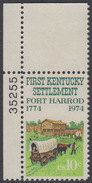 !a! USA Sc# 1542 MNH SINGLE From Upper Left Corner W/ Plate-# 35255 - Kentucky Settlement; 150th Anniv. - Unused Stamps