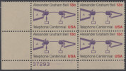 !a! USA Sc# 1683 MNH PLATEBLOCK (LL/37293) - Telephone Centennial - Ungebraucht