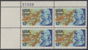 !a! USA Sc# 1690 MNH PLATEBLOCK (UL/37338) - American Bicentennial: Benjamin Franklin - Ungebraucht