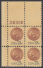 !a! USA Sc# 1734 MNH PLATEBLOCK (UL/38356) - Indian Head Penny; 1877 - Nuevos