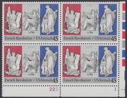 !a! USA Sc# C120 MNH PLATEBLOCK (LR/222-1/a) - French Revolution Bicentennial - 3b. 1961-... Unused