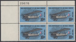 !a! USA Sc# C074 MNH PLATEBLOCK (UL/29678/b) - 50th Anniv. Air Mail Service - 3b. 1961-... Unused
