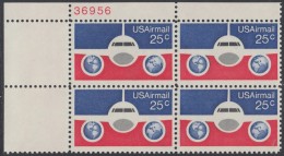 !a! USA Sc# C089 MNH PLATEBLOCK (UL/36956) - Planes & Globes - 3b. 1961-... Ongebruikt