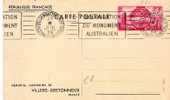 Fs191 / FRANKREICH -  Ganzsache Australien Memorial – Maschinenstempel Von Der Einweihung – 1938 - Pseudo-officiële  Postwaardestukken