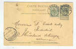 Entier 5 C + 5 C Armoiries ANNEVOIE 1901 Vers Allemagne - Repiquage MALEVEZ ,Maitre De Forges à ROUILLON   --  5/294 - Postcards [1871-09]