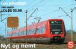 DENMARK  100  KR   RED  SUBURBAN   TRAIN   TRAINS CHIP CASHCARD - Dinamarca