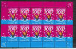 Australia-2007 12th Fina World Championship Sheetlet Of 10 MNH - Zwemmen