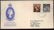 Jolie FDC NIUE Nouvelle Zélande 25-05-1953 Couronnement Queen Reine Elizabeth II Circulée Pour L´Afrique Du Sud - Niue