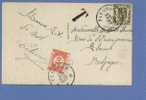 420 Op Kaart Getaxeerd Met TX 35, Beide Met Stempel FLEURUS - 1935-1949 Small Seal Of The State