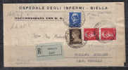 SP1389 - LUOGOTENENZA , DA BIELLA 16/8/1945 .  Raccomandata . - Storia Postale