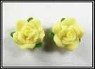 Lot De 3 Perles Roses Polymère Jaune Percées à Leur Base Environ 18mm - Perlas