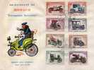 MONACO LETTRE FIRST DAY COVER RETROSPECTIVE AUTOMOBILE CHEVROLET / PEUGEOT / FIAT / MERCEDES / ROLLS / RENAULT / FORD - Marcophilie