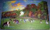 Cows, Shepherd, Cattle,Sunset, Vintage Postcard - Farms