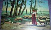 Sheeps, Shepherd, Cattle, Stengel, Vintage Postcard - Crías