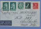 678+690+696+706 Op Luchtpostbrief Met Stempel TOURNAI Naar Congo Belge - 1936-1957 Open Collar