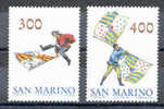 SERIE TIMBRES 2 NOUVEAUX SAINT-MARIN SAN MARINO 1984 DANSEURS AVEC DES DRAPEAUX FESTIVITÉS TYPIQUES - Postzegels