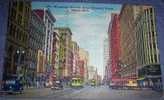 Detroit, Street Scene, Shops, Cars, Trams, Vintage Postcard - Other & Unclassified