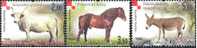 CROATIAN AUTOCHTHONOUS BREEDS - Ox, Horse, Donkey - 2007 - Set 3 Stamps - Ferme