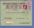 422(2)+714(4)+832 Op Aangetekende Brief Met Stempel MANAGE Op Brief "administration Communale De Manage" - 1936-1957 Col Ouvert
