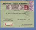 422(2)+714(4)+832 Op Aangetekende Brief Met Stempel MANAGE Op Brief "administration Communale De Manage" - 1936-1957 Offener Kragen