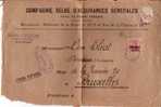 BELGIUM OCCUPATION USED COVER CANCELED BAR BILSEN - OC1/25 Generaal Gouvernement