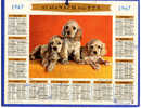 CALENDRIER ALMANACH DES PTT GRAND FORMAT ANNEE 1966 THEME  DES ANIMAUX TRIO DE CHIENS /CHIOTS - Groot Formaat: 1961-70