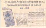 Enveloppe De Chèques Postaux De 1990 Timbres Centenaire Naissance Charles De Gaulle - De Gaulle (General)