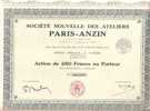 TITRE  .ATELIERS PARIS ANZIN - Industrie