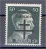 FRANCE LIBERATION 1944 - Occupation Francaise - On 50 Pfennig Hitler - RARE OVERPRINT - Libération