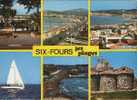 Jolie CP 83 Six Fours Les Plages Multivue Souvenir - Vue Générale Plage Bateau Voilier Vieilles Voitures - Six-Fours-les-Plages