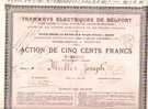 TITRE .TRAMWAY DE BELFORT .90 - Ferrovie & Tranvie