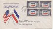 USA, Jugoslavia Flag Block Of 4 On A Special Cacheted Cover 1943 - Omslagen