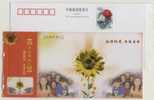 Helping Disabled Persons,Girl,Sunflower,China 2000 Fujian Public Welfare Advertising Postal Stationery Card - Behinderungen